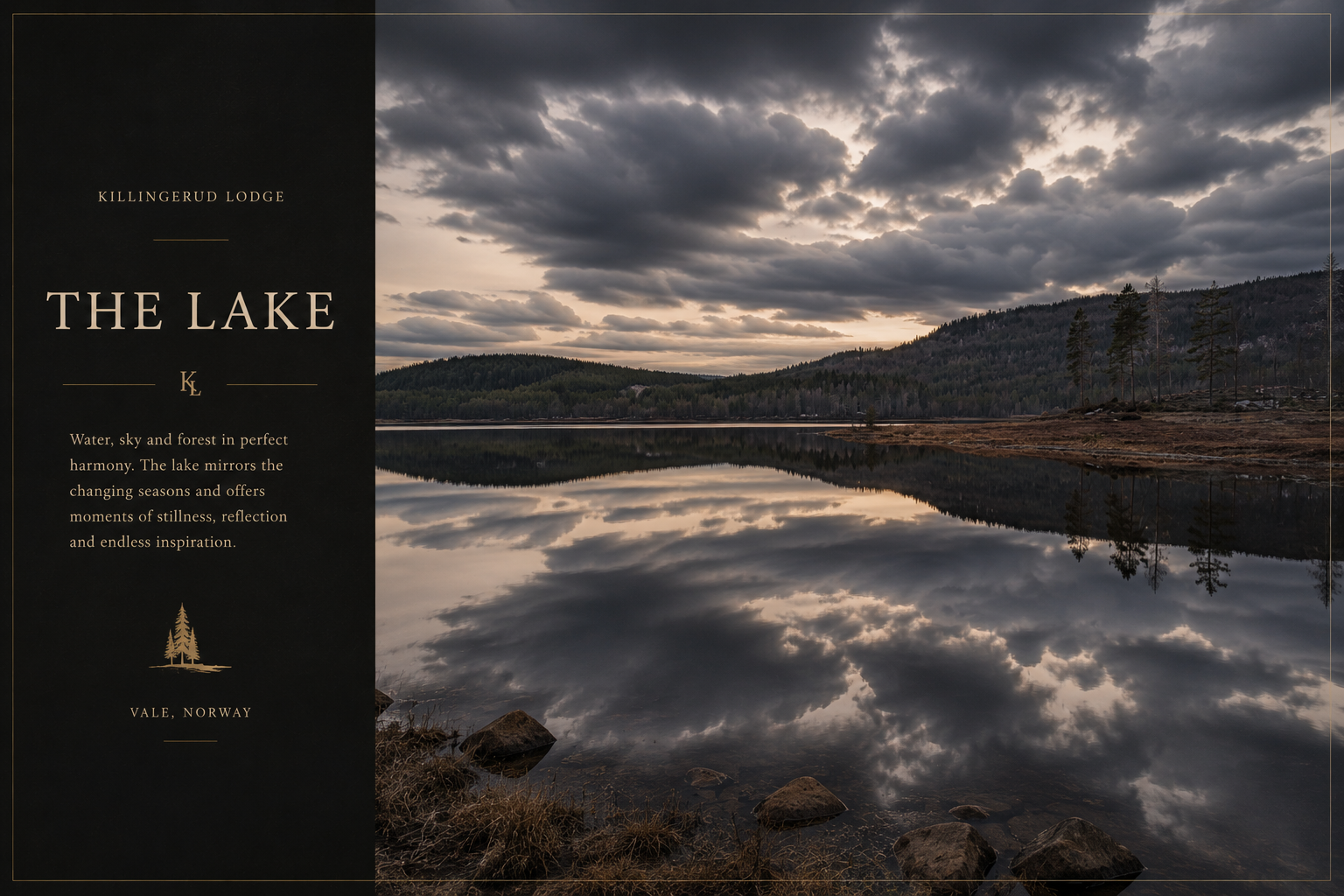 Still lake at twilight in the Värmland wilderness