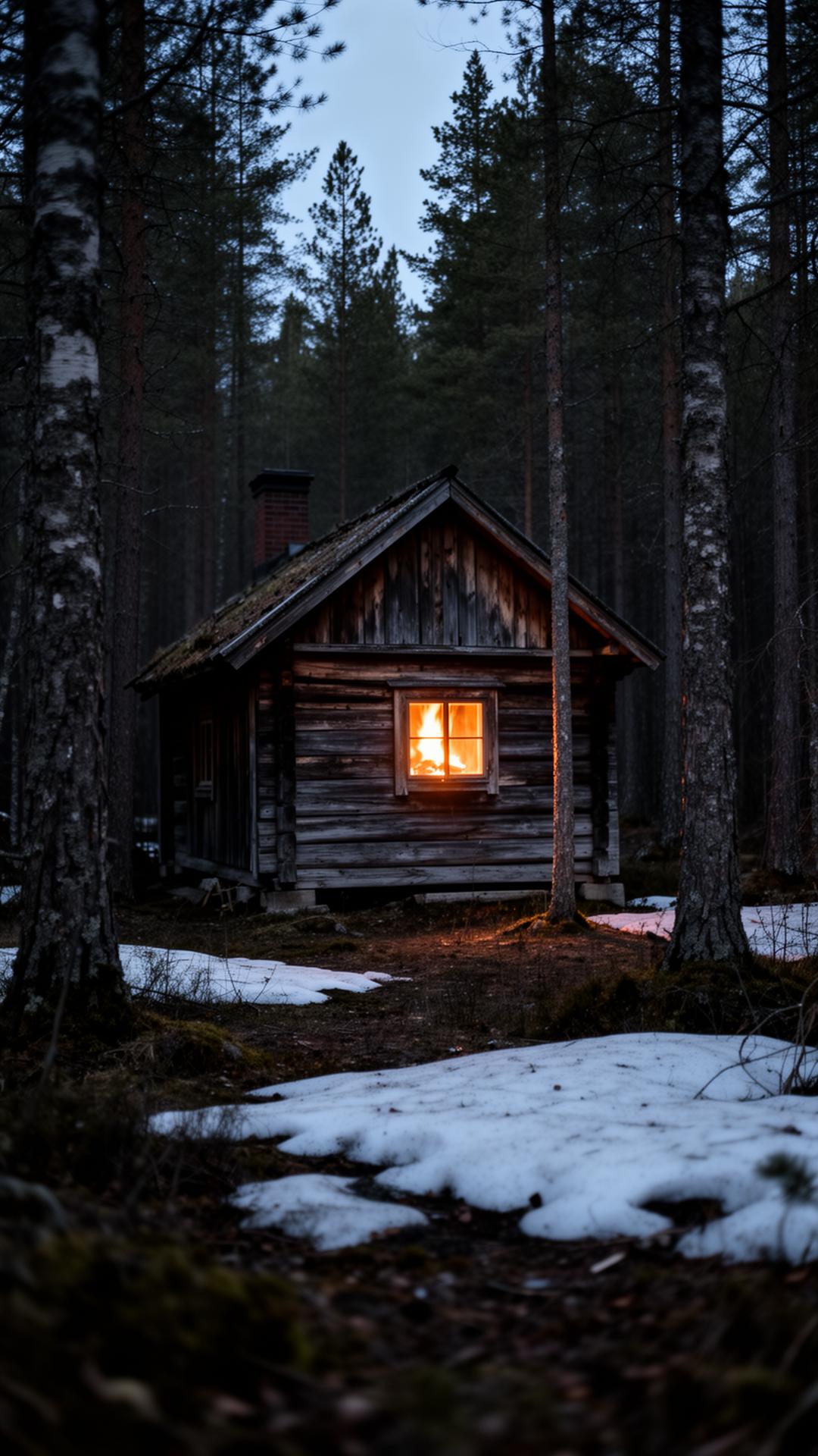 Old Nordic cabin in the forest